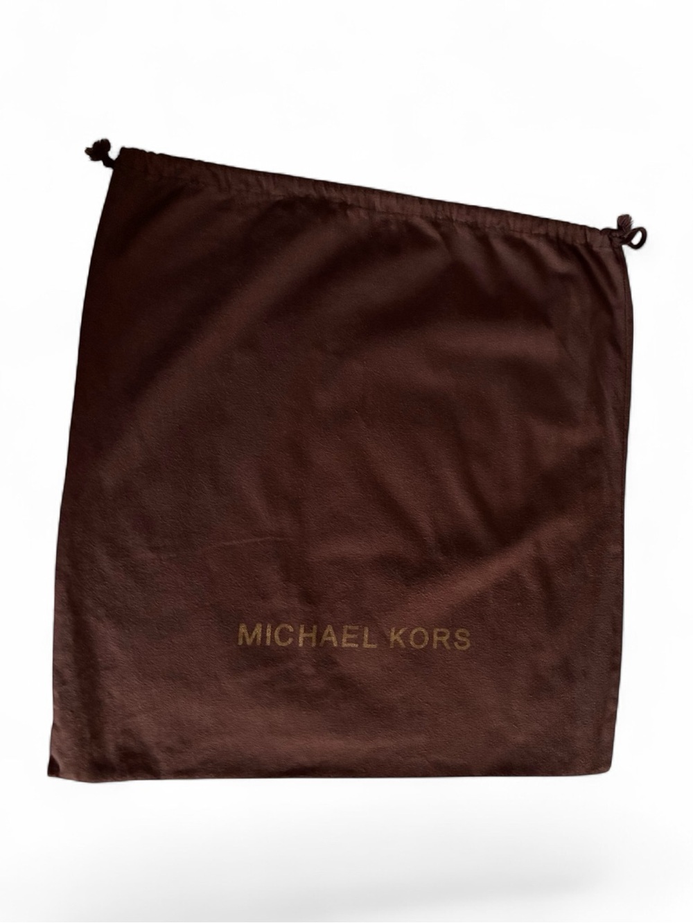 Large Michael Kors Chocolate Brown Drawstring Dust Bag with Gold Logo